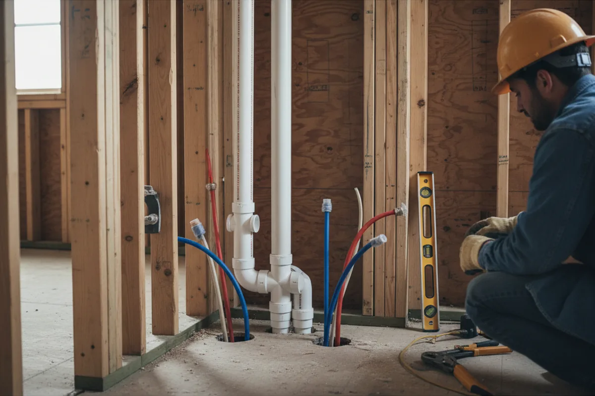 Drain and supply rough-in during Sump Pump Repair in Belle Valley