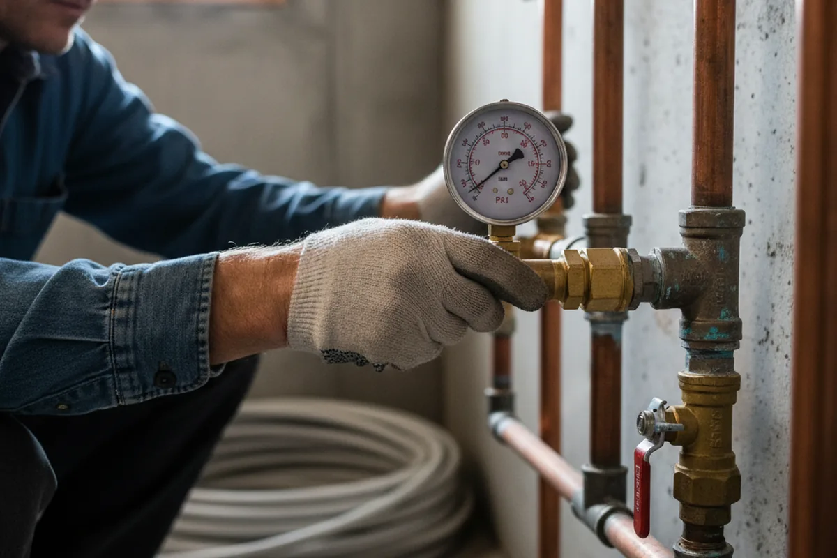 Pressure testing a repaired line during Water Line Repair in Belle Valley